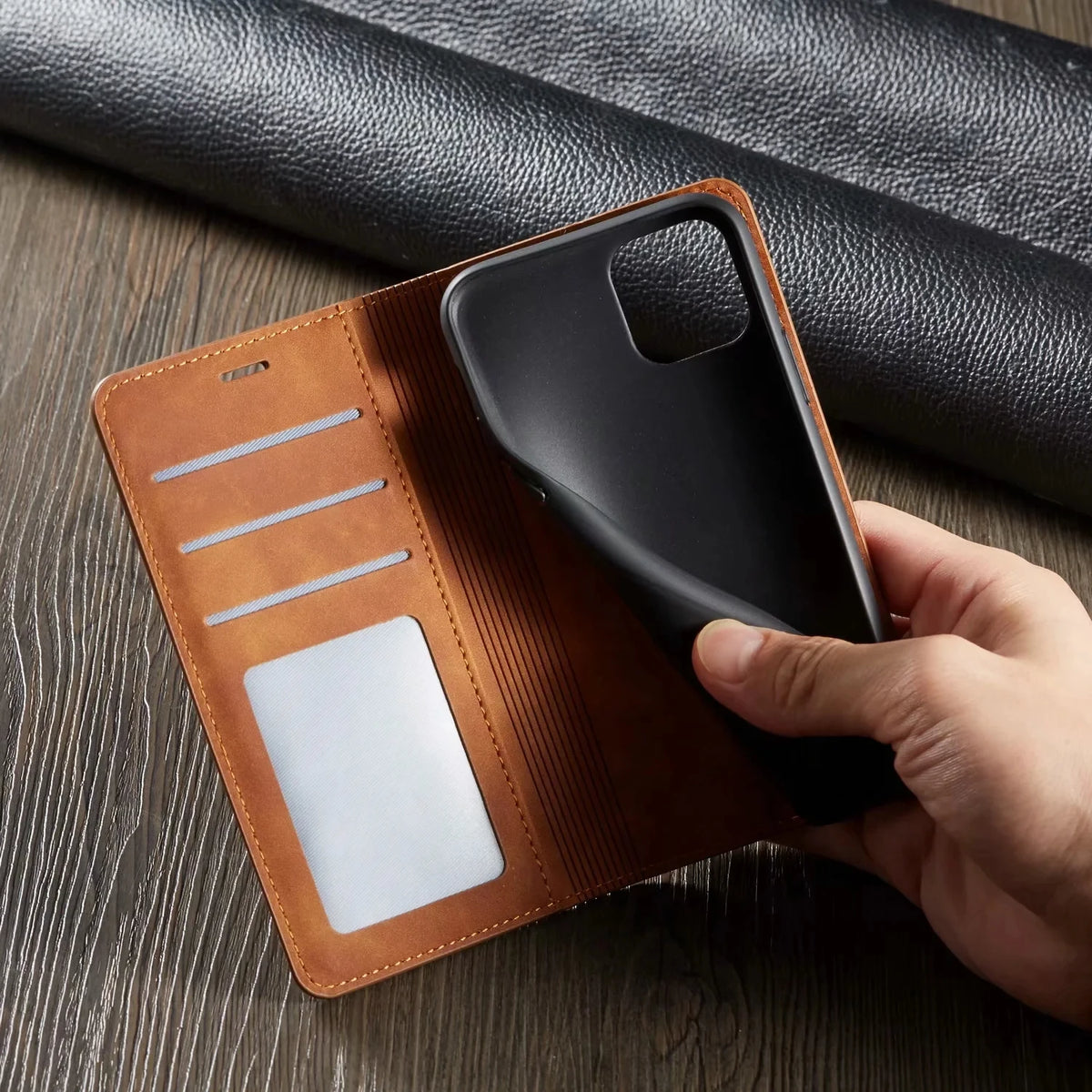Leather Magnetic Flip Case For iPhone 17 18 Pro Max 16 15 14 13 12 11 XS Max 17E 16E XR SE 8 7 Plus Air Wallet Card Phone Cover