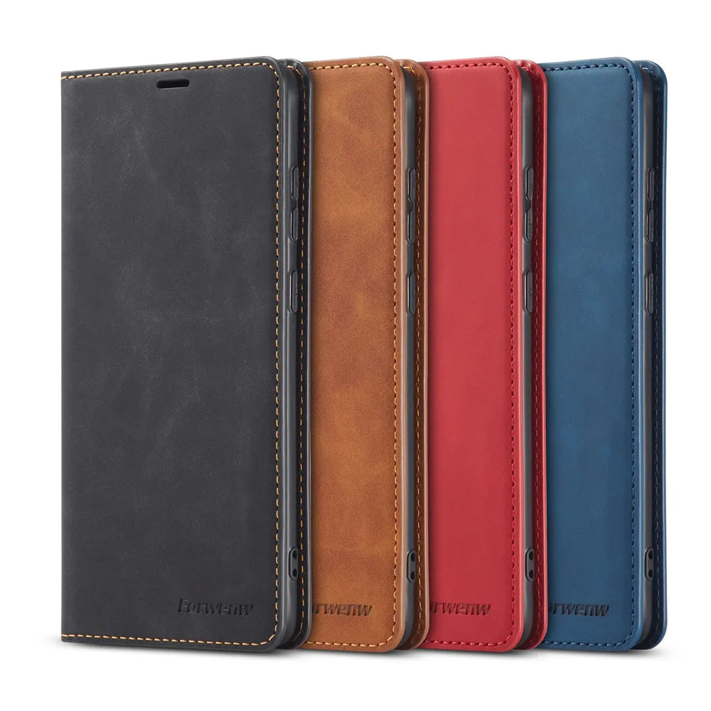 Leather Magnetic Flip Case For iPhone 17 18 Pro Max 16 15 14 13 12 11 XS Max 17E 16E XR SE 8 7 Plus Air Wallet Card Phone Cover