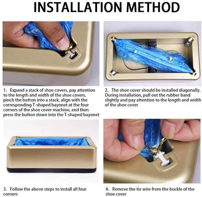 Automatic Shoe Cover Machine/Disposable Shoes Cover 100pcs, Waterproof Overshoes Portable Hand-Free Machine for Home Office