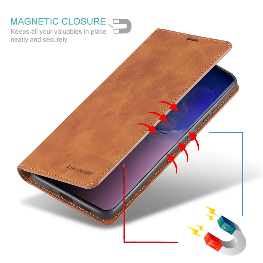Leather Magnetic Flip Case For iPhone 17 18 Pro Max 16 15 14 13 12 11 XS Max 17E 16E XR SE 8 7 Plus Air Wallet Card Phone Cover
